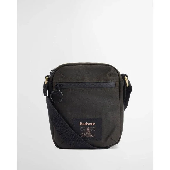BARBOUR Mens Field Wax Crossbody Bag Olive Black